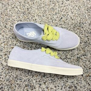 Vans Authentic Lowpro Shoes Fat Lace Lilac Lime Green Womens 7 Mens 5.5 Sneaker